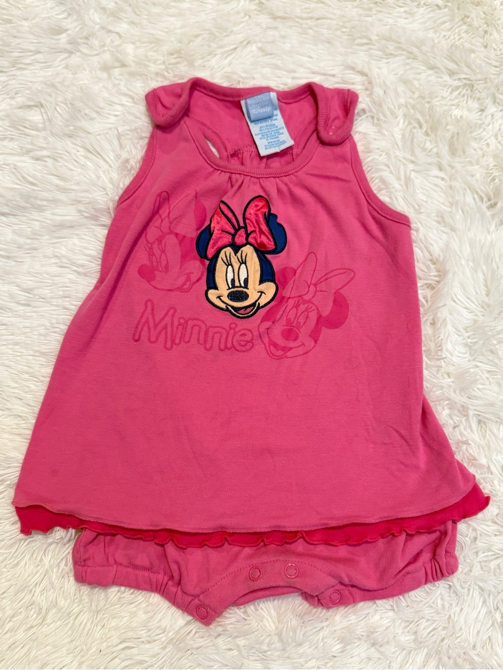 Vintage Disney Minnie Mouse Pink Dress Romper 24M
